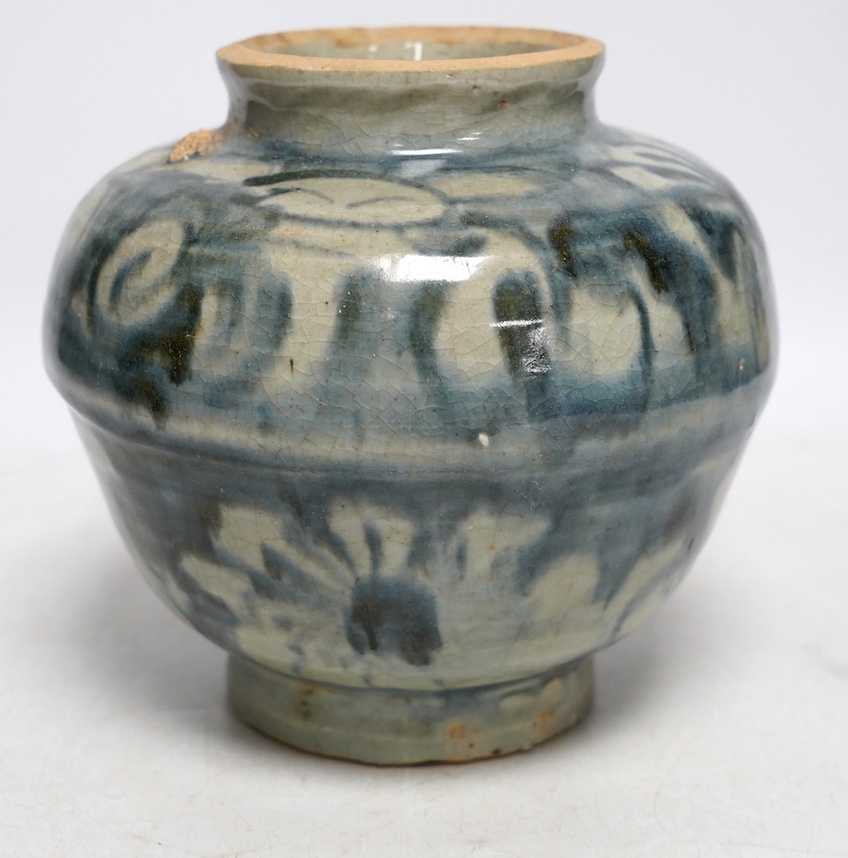 A provincial Chinese Ming dynasty vase, 18cm. Condition - commensurate with age